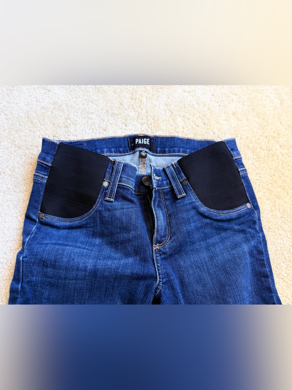 PAIGE Maternity Dark Blue Denim Jeans with built in stretch band